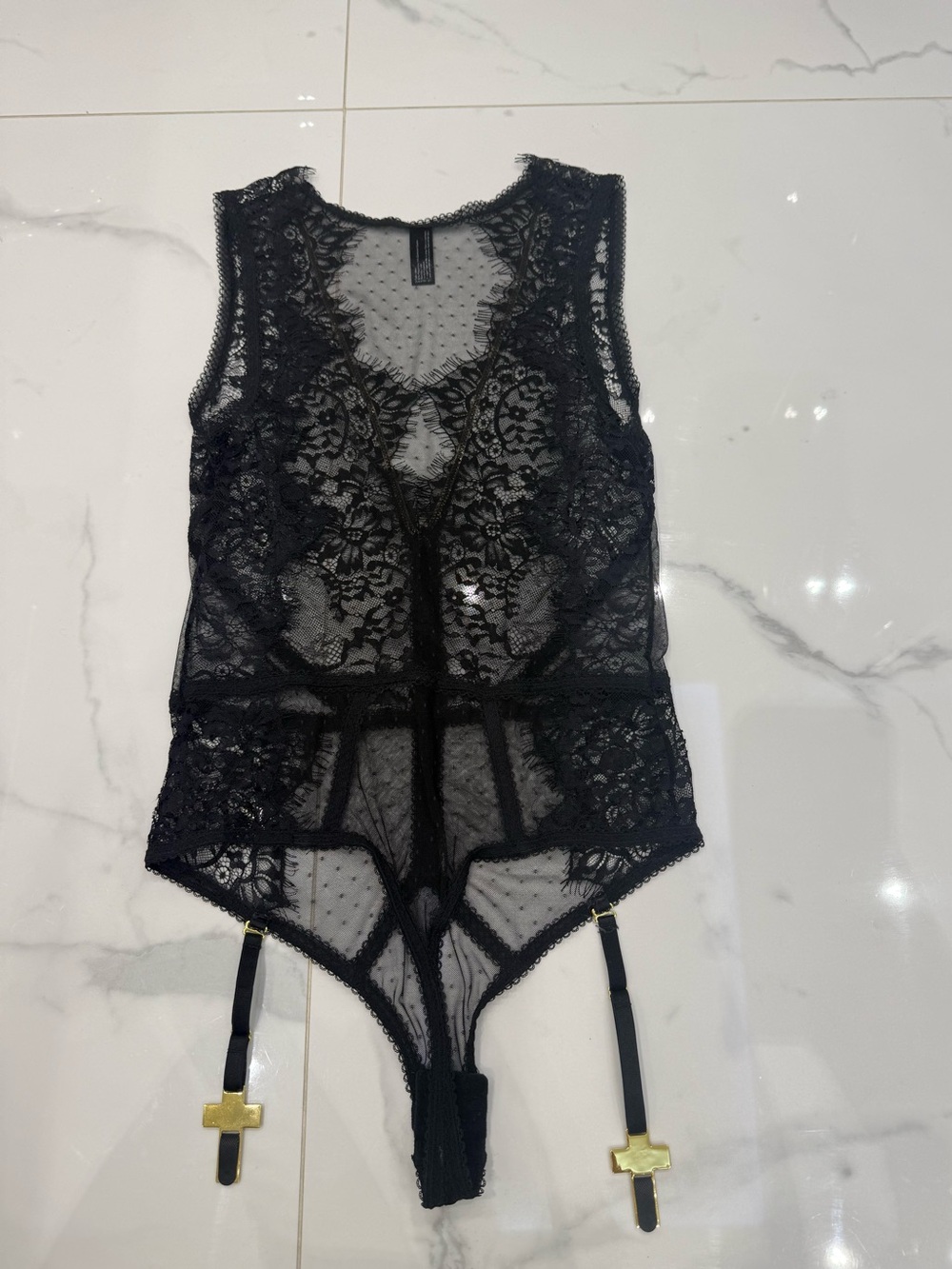 Maison - close. Sheer Black Lace Bodysuit size L - Picture 10 of 12